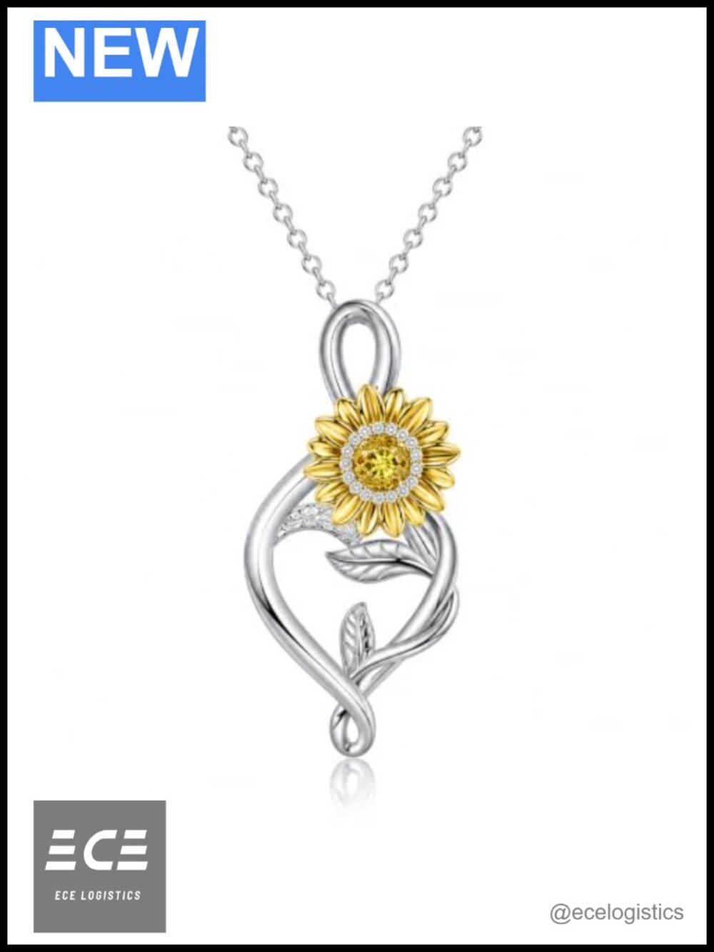Sterling Silver Sunflower Infinity Pendant Necklace for Women